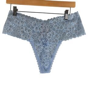 Victorias Secret The Lacie Lace Thong Panty Large Shimmer Sparkle Silver Glitter